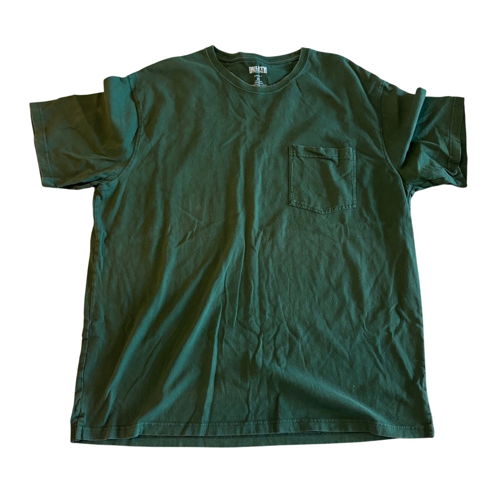 Duluth Trading Co Longtail T Green Cotton Pocket T-Shirt Mens 2XL Short Sleeve